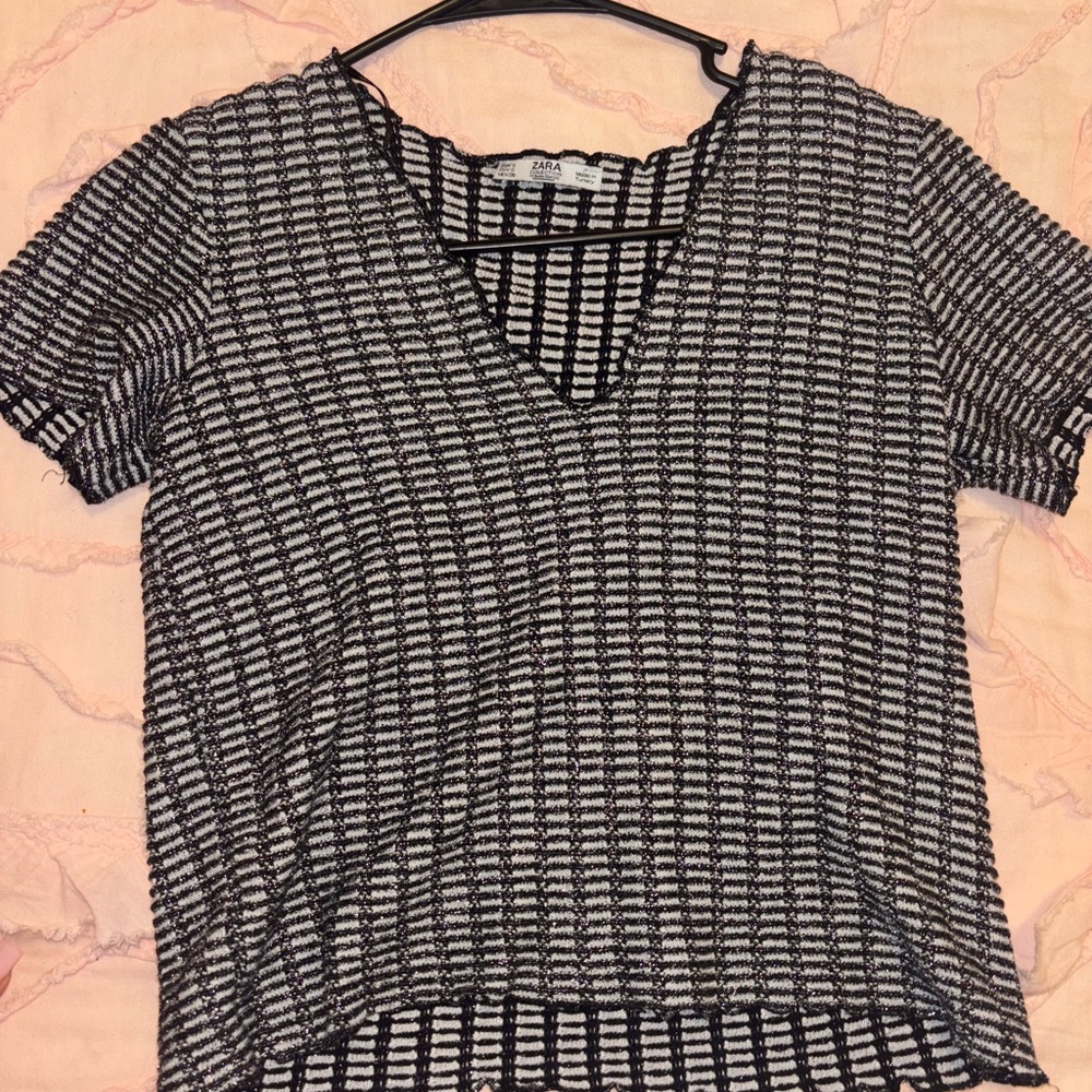 Zara Black Fitted Asymmetrical Blouse
